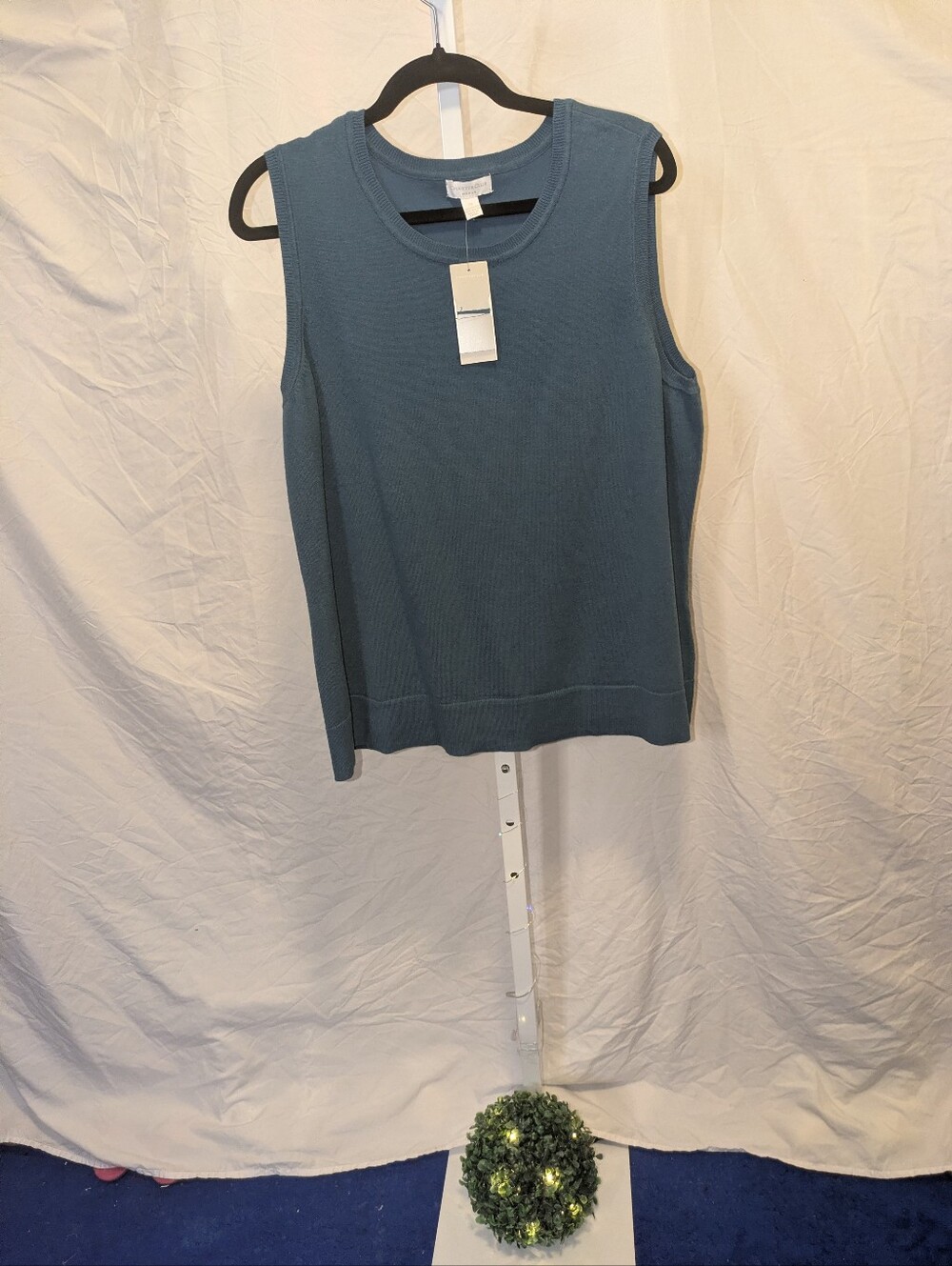 NWT Charter Club Woman Teal Knit Sleeveless Top Sweater Vest Plus Size 2X
